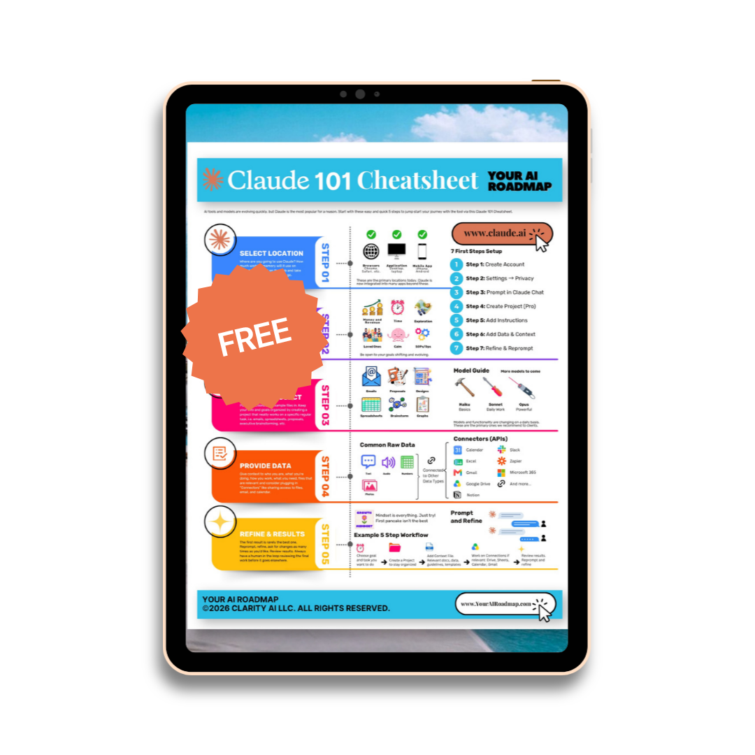 Claude 101 Cheatsheet preview on an iPad